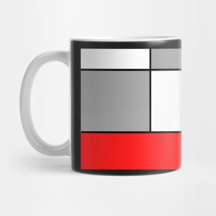 Squares and Rectangles  Red , Grey, and White Mug